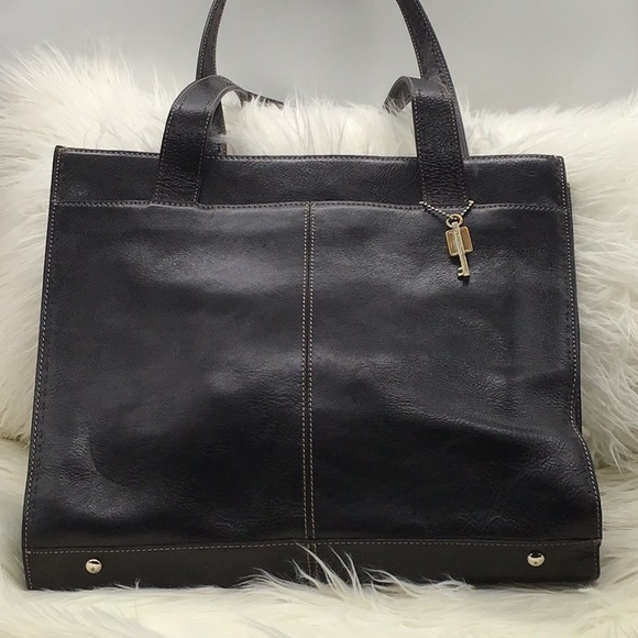 Fossil Handbags - 🔴 FOSSIL Large Black Leather Shoulder Tote